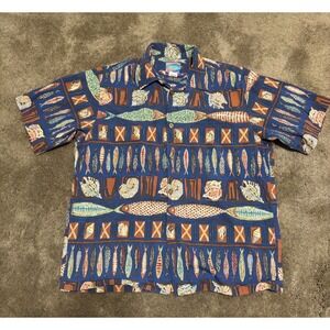 Joe kealoha Shirt Adult Medium Hawaiian Button Up Short Sleeve Casual Men's